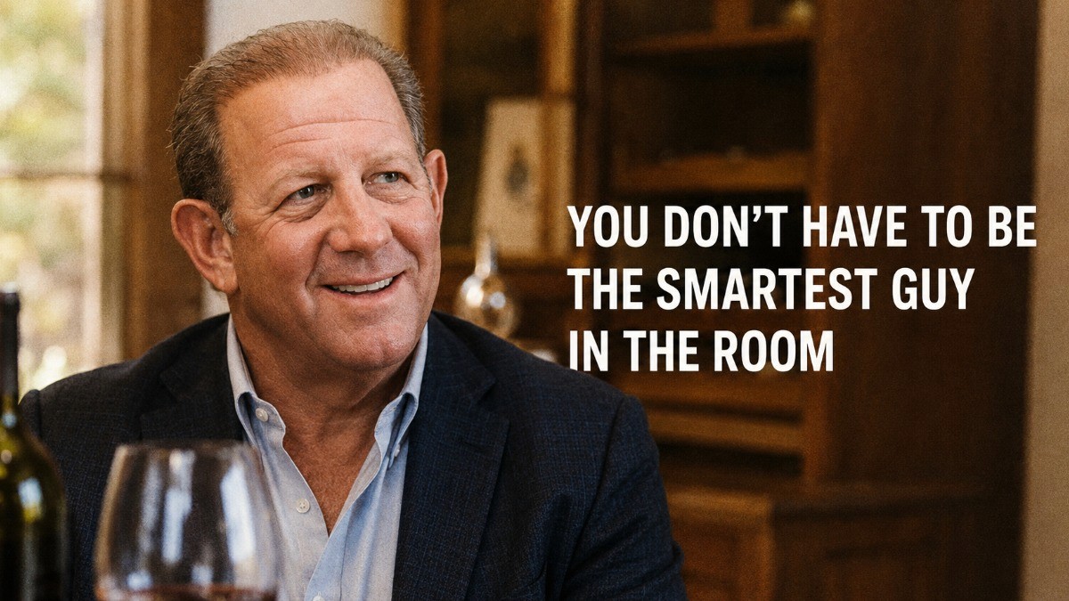 Image of Chuck Cahn with the caption "You don't have to be the smartest guy in the room" next to him