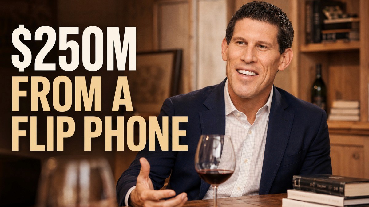 Image of Medical Guardian CEO Geoff Gross with the caption "$250M from a flip phone" next to him